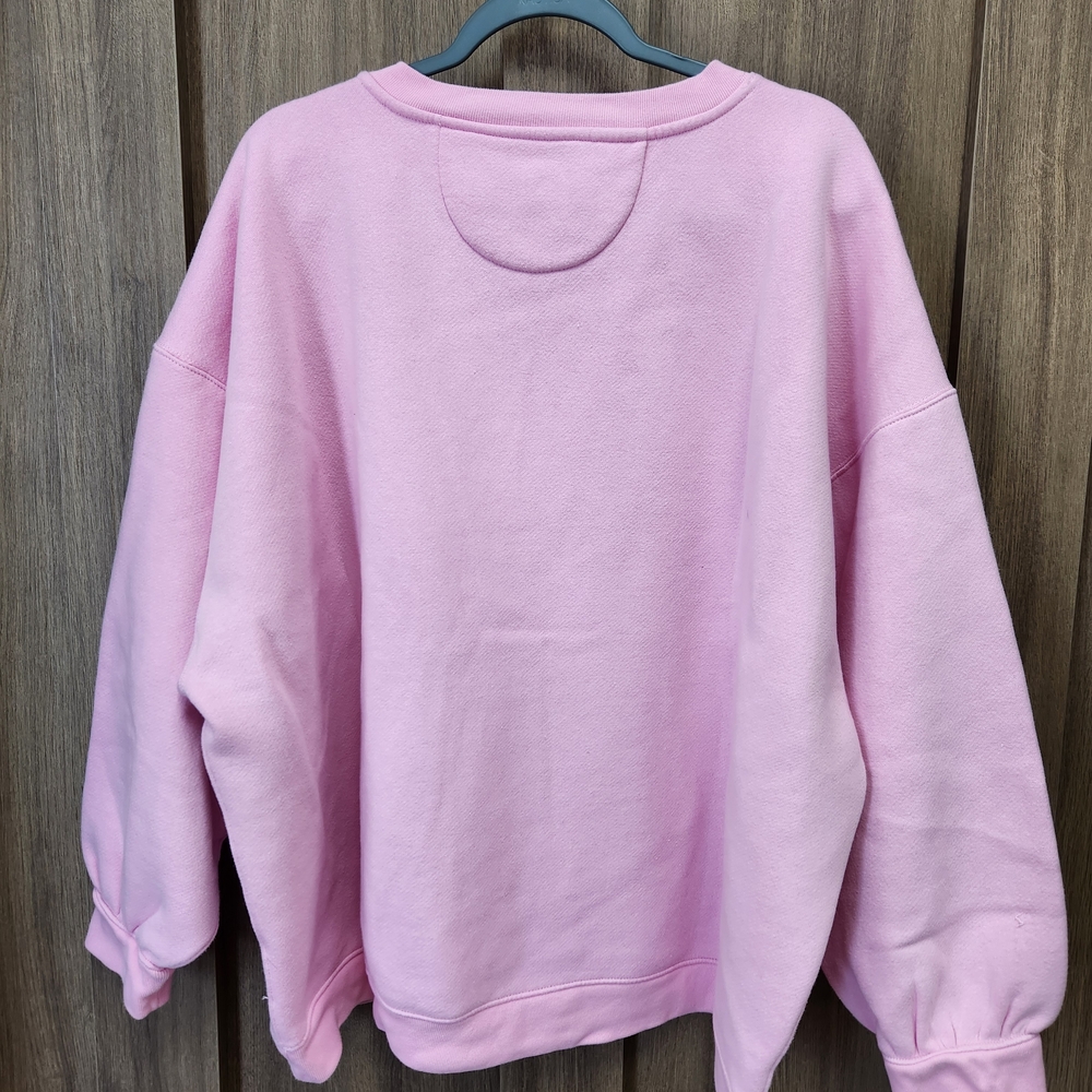 Plus Size J. Crew Pink Button-Shoulder Sweatshirt - Picture 2 of 4